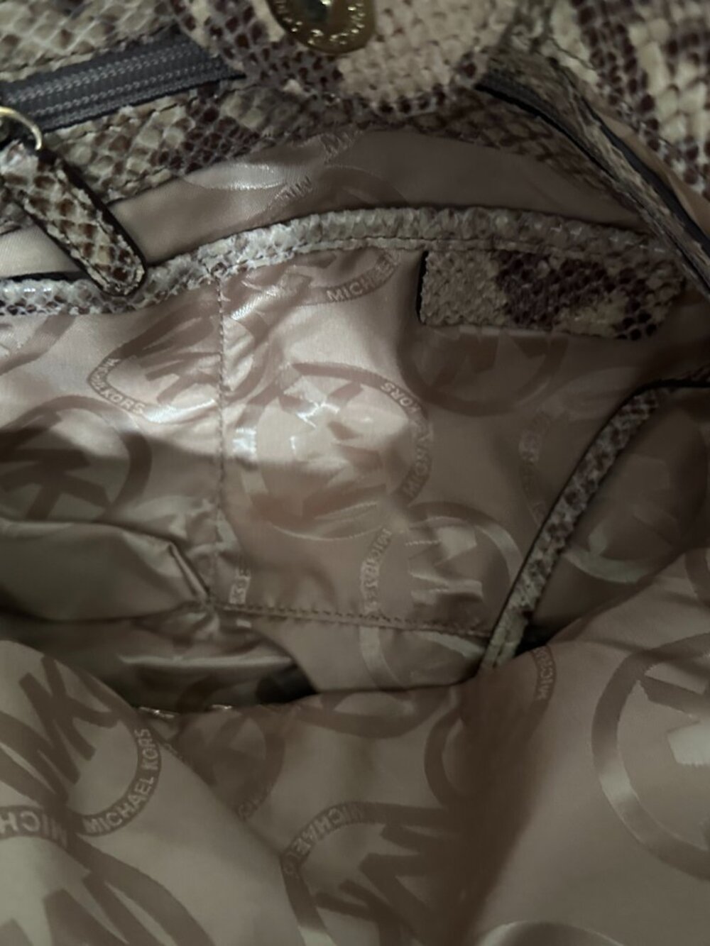 Michael Kors Python Embossed Leather Tote - Picture 6 of 8